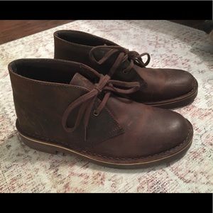 Clarks brown leather desert boots